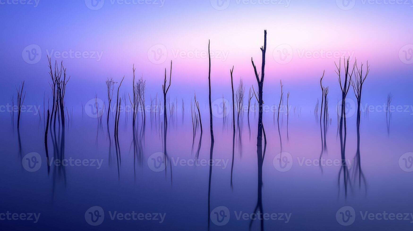 Dawn reflections on water photo