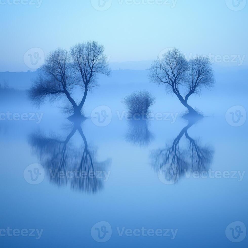 Morning mist over tranquil water photo