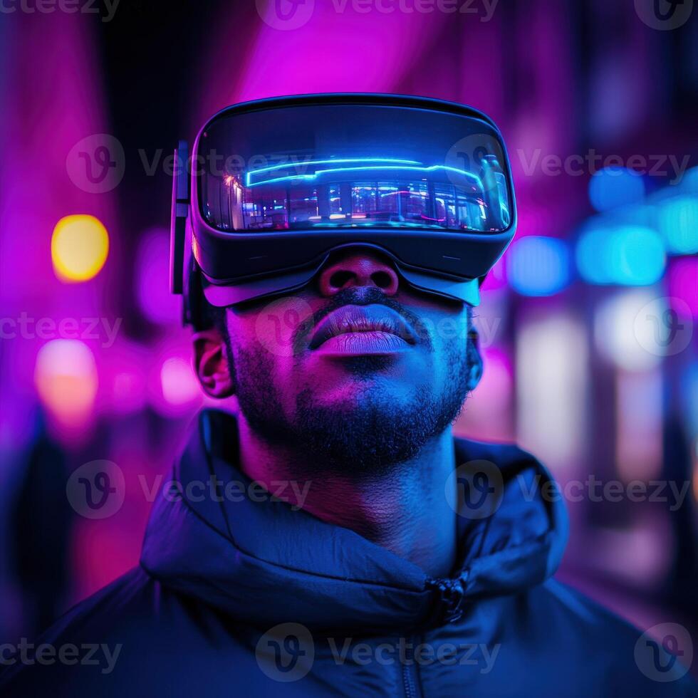 VR adventure in city lights photo