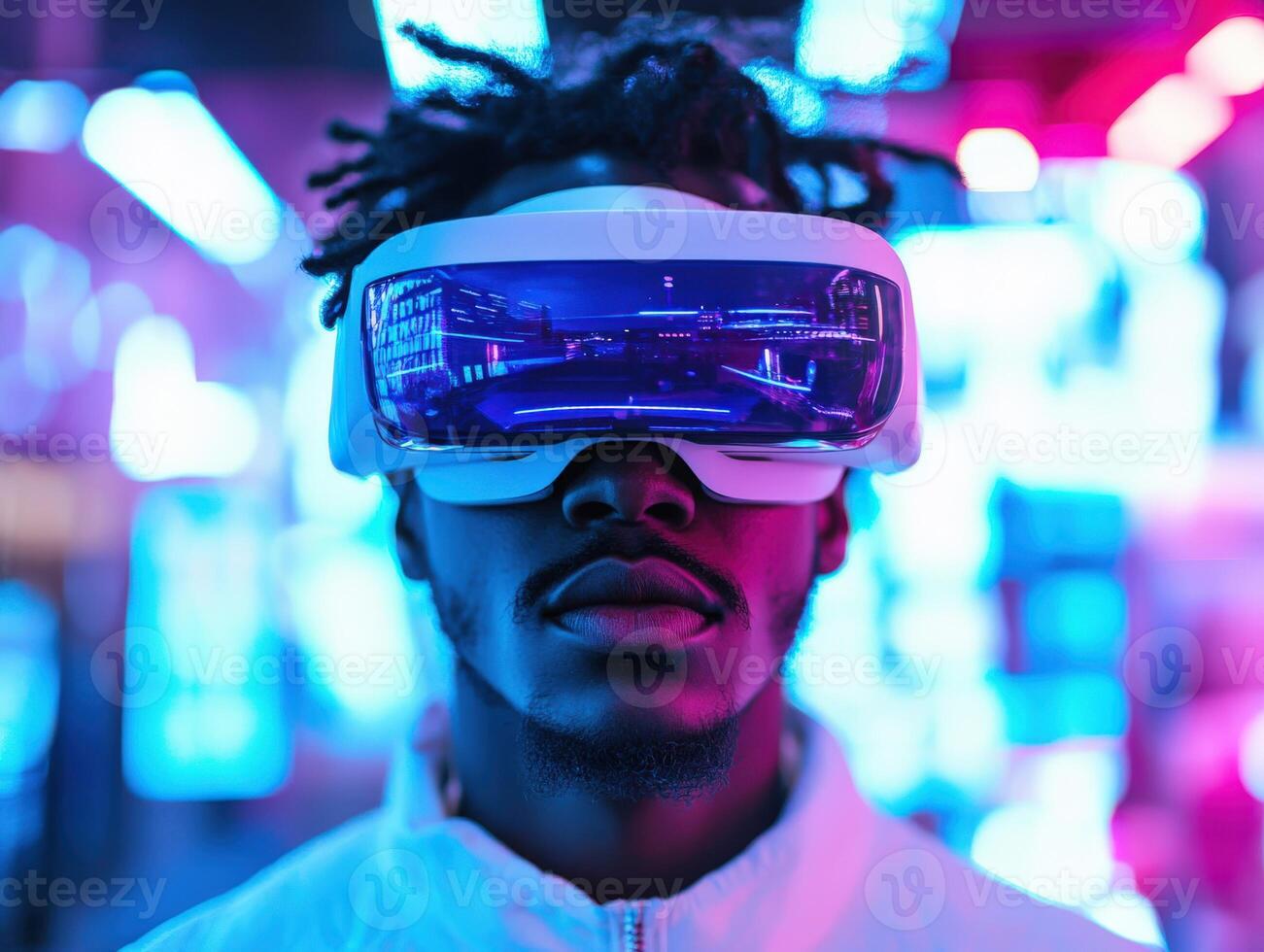 Exploring virtual reality in a vibrant space photo