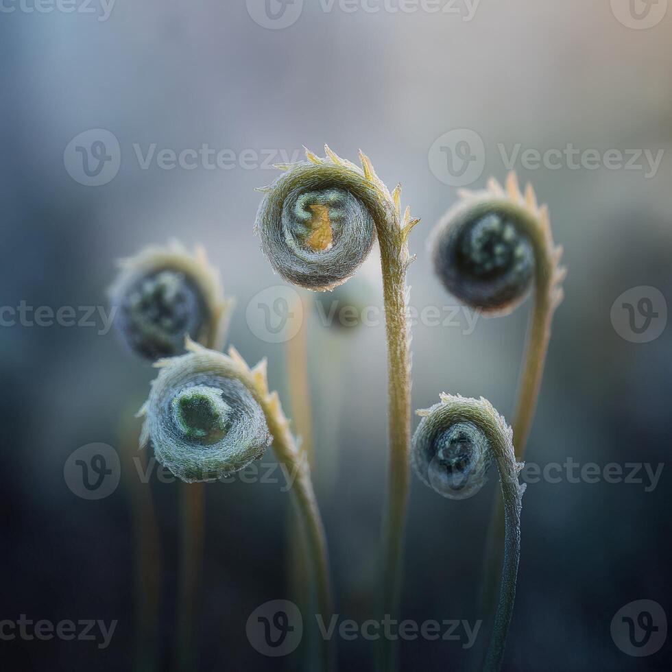 Exploring delicate fern fonds in early light photo