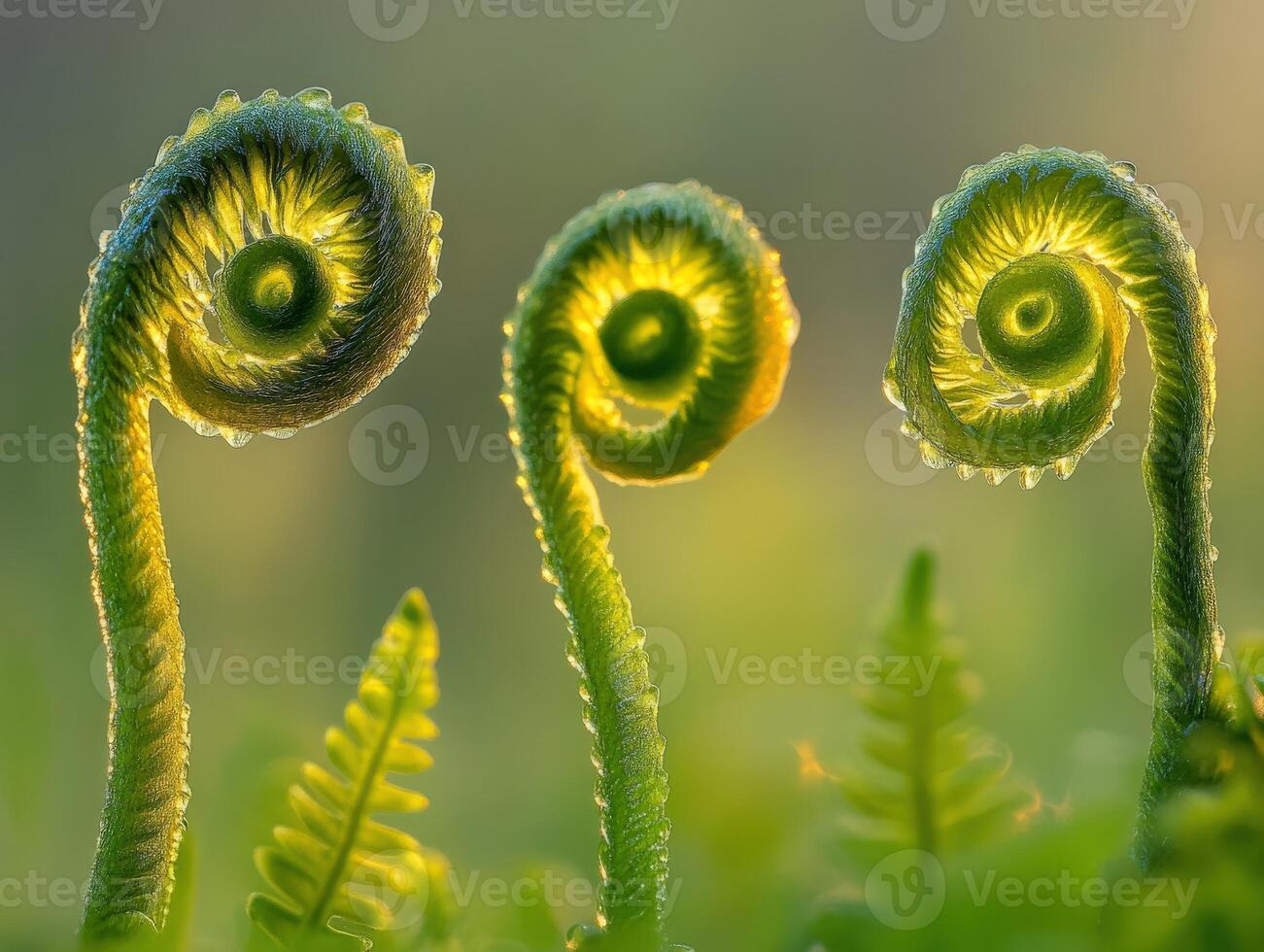 Fern fonds showcase vibrant green spirals photo
