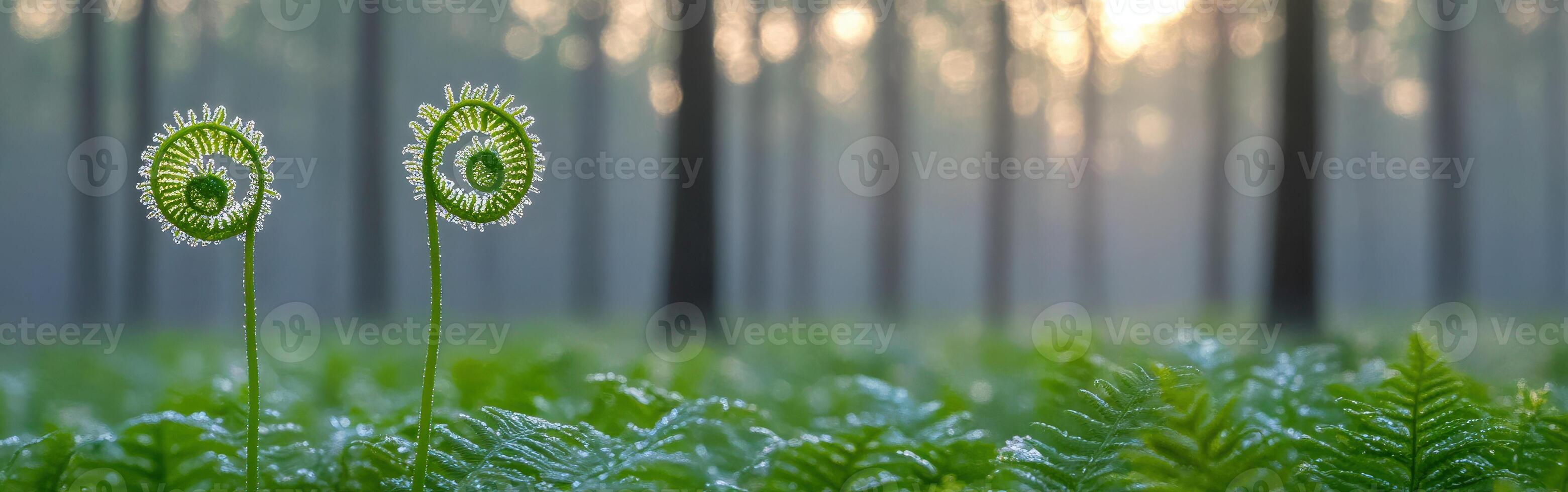 Two ferns in the middle of a forest photo