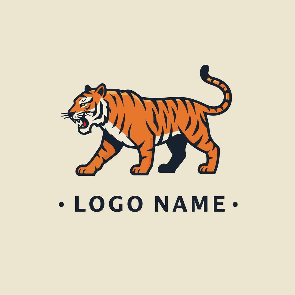 Walking Tiger Illustration Roaring with an Open Mouth Ready to Strike vector