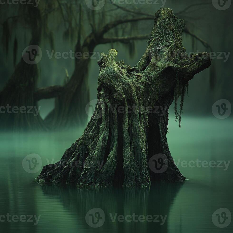 Misty wetland cypress tree photo
