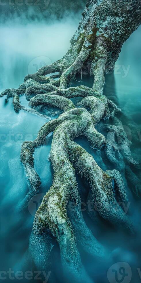 Roots in water create serenity photo
