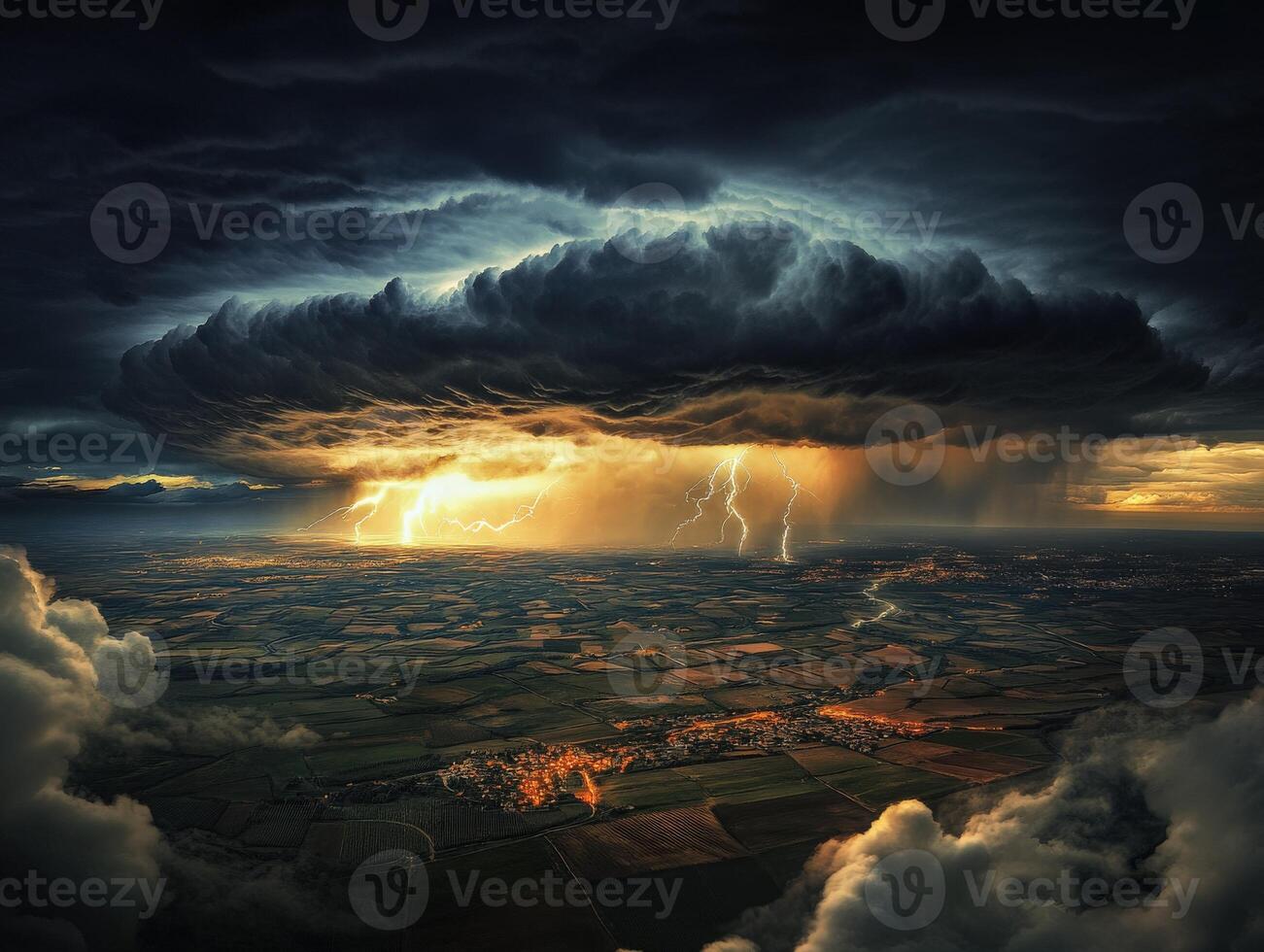 A large cloud with lightning coming out of it photo