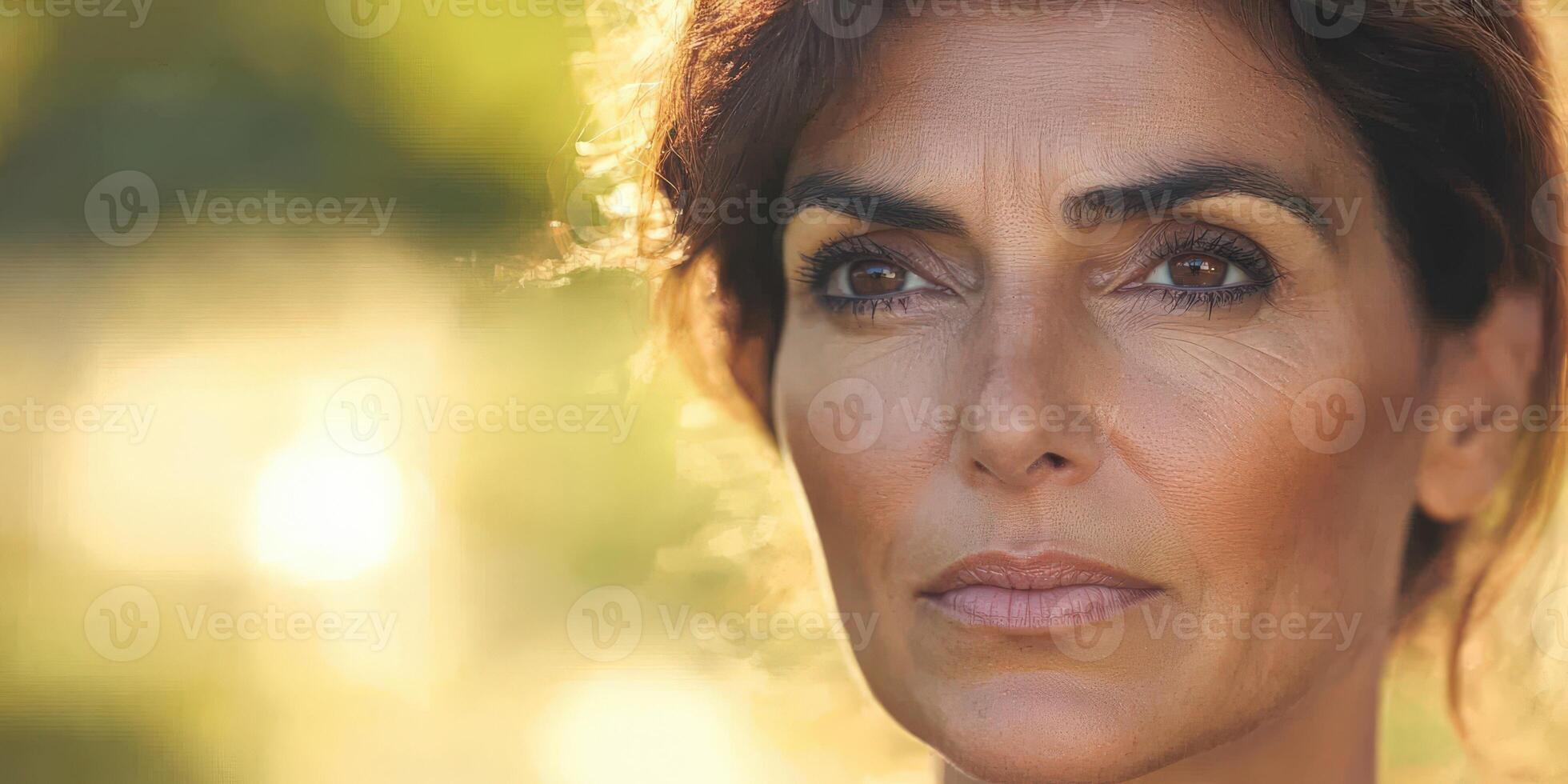 A woman with brown hair and brown eyes photo