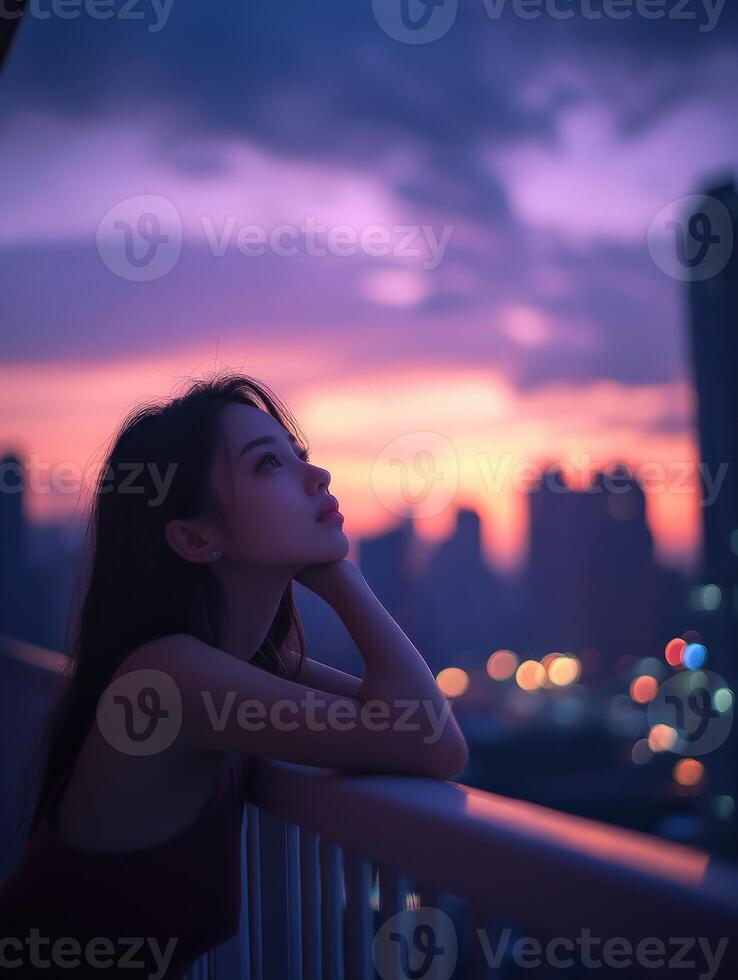 Evening contemplation during perimenopause transition photo