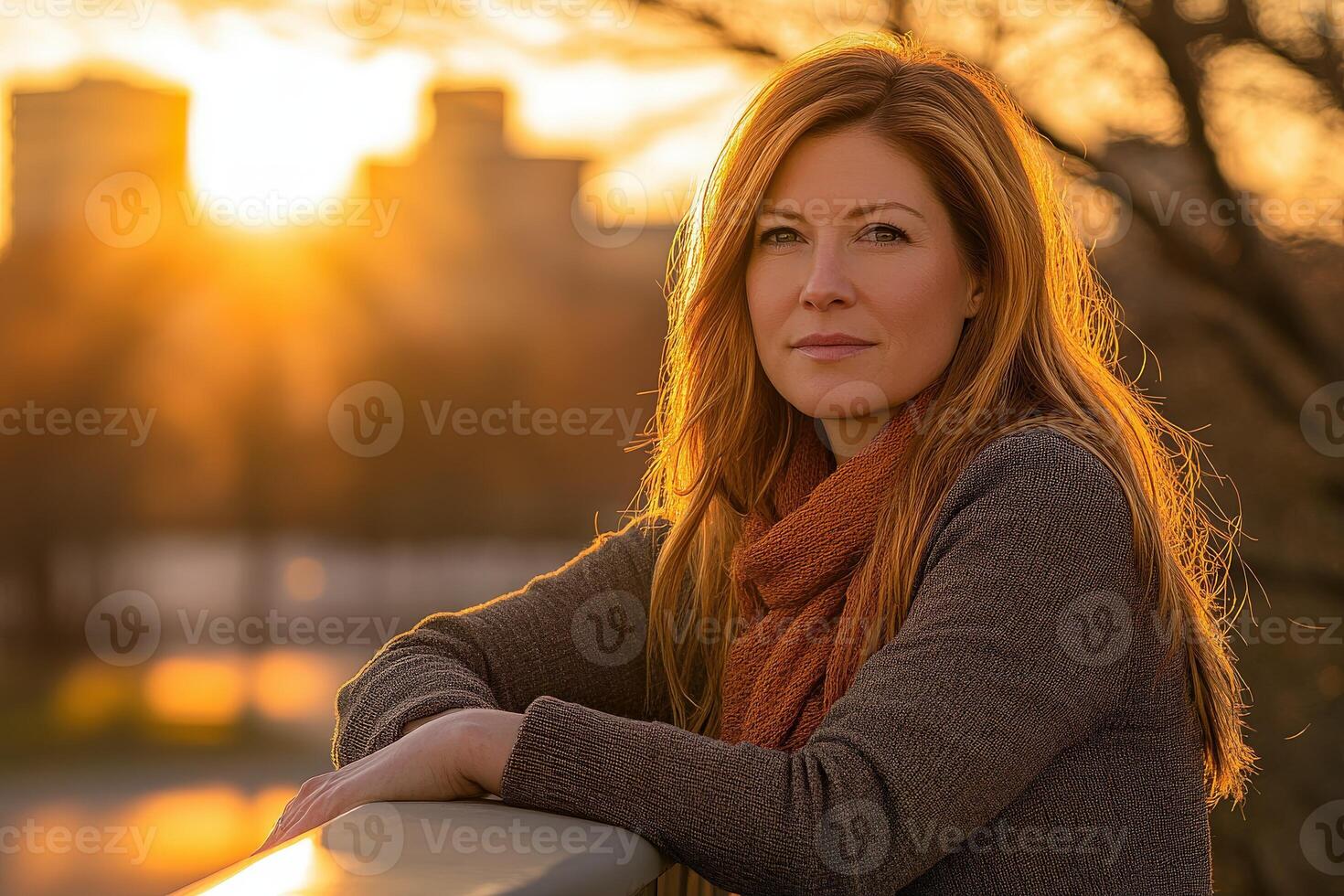 A woman with long red hair photo