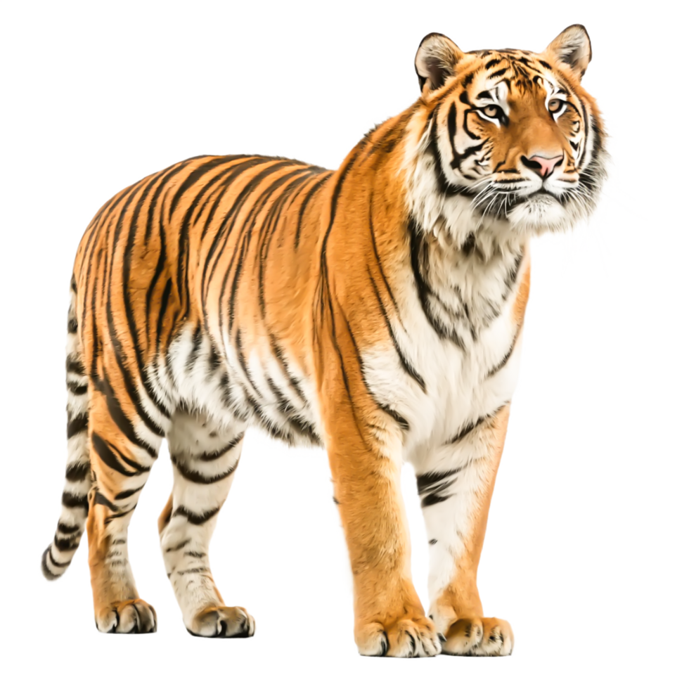 Majestic Bengal Tiger Standing, Wildlife Animal Portrait png