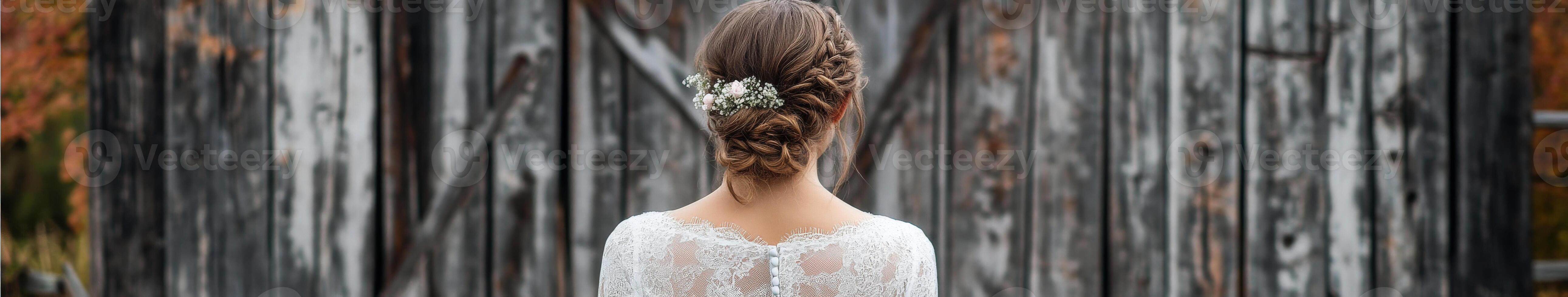 Boho braids complement elegant bridal style outdoors photo
