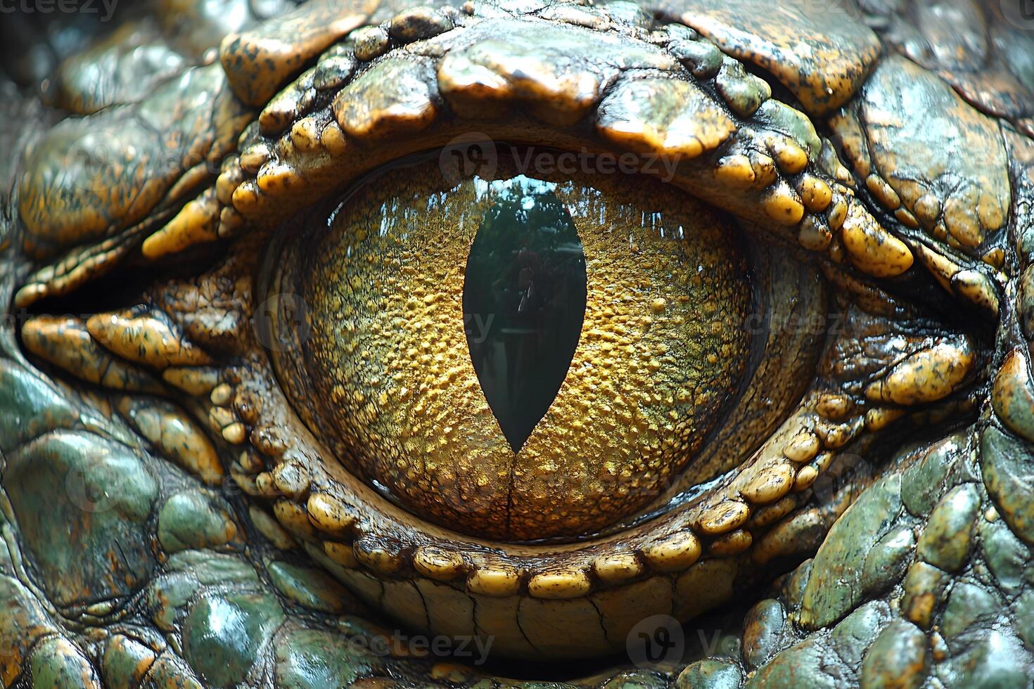 Close-Up of Reptile Eye with Vibrant Scales and Texture for Nature and Wildlife Themes photo