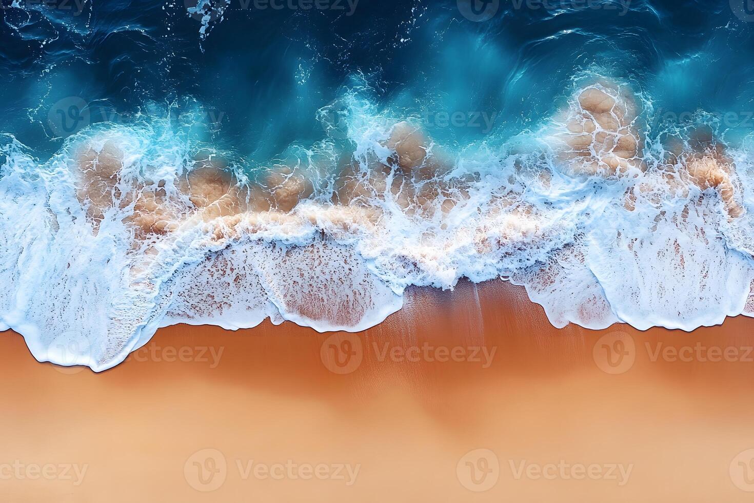 Serene Ocean Waves Crashing on Sandy Beach Nature Abstract for Tranquility and Relaxation photo