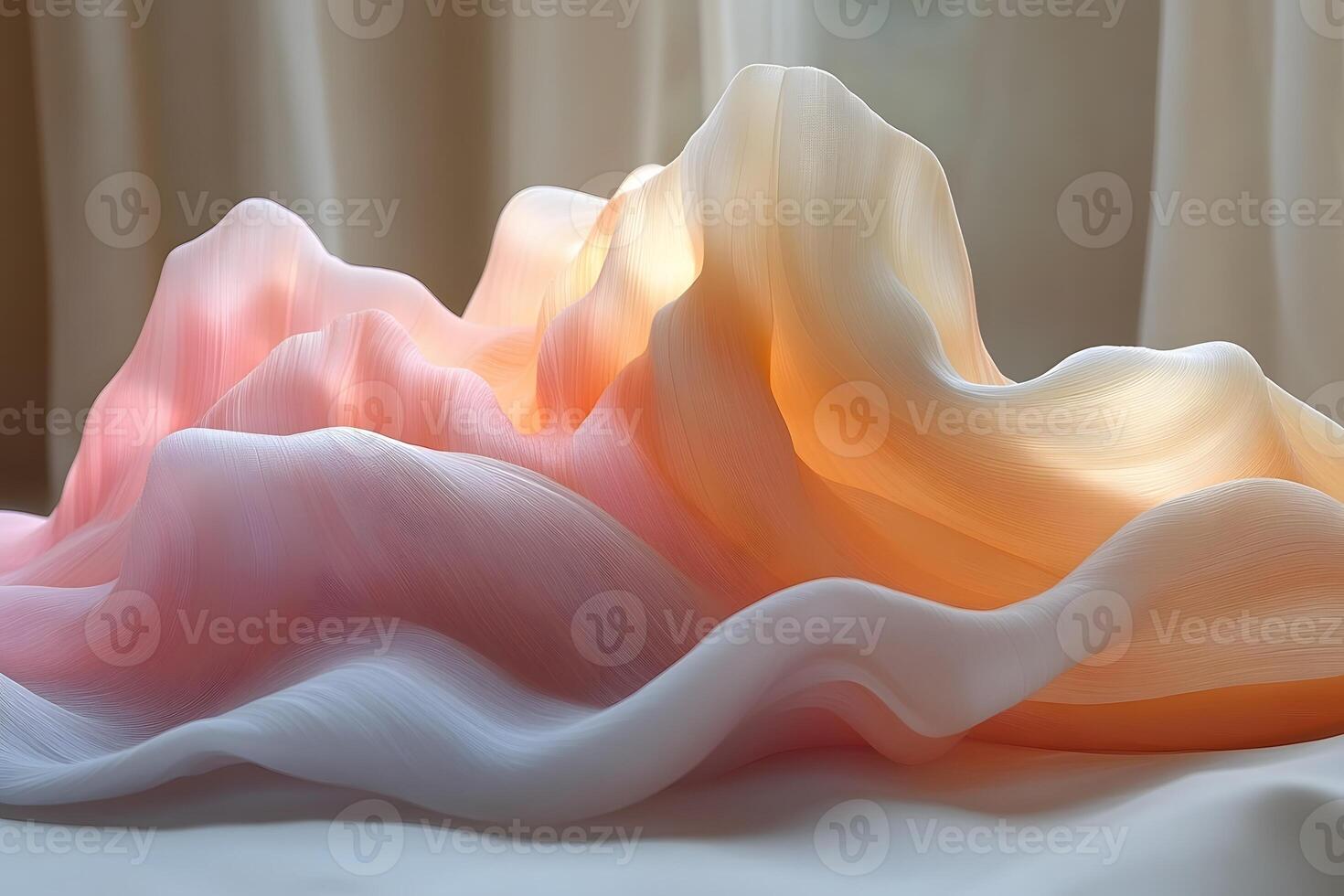 Ethereal Pastel Fabric Waves Illuminated by Soft Natural Light for Art and Design photo