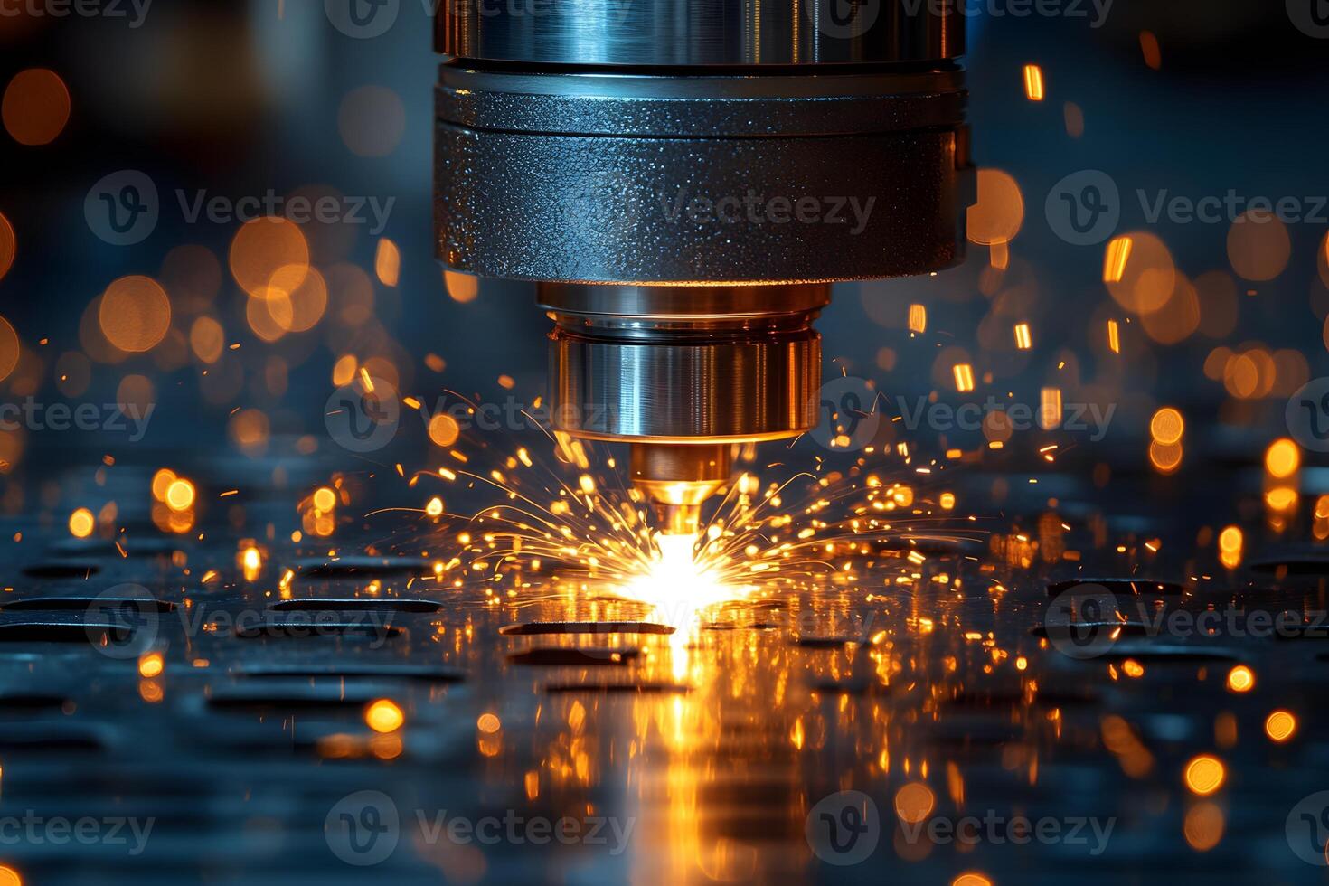 CNC Machine Precision Operation with Spark Effects for Industrial Engineering photo
