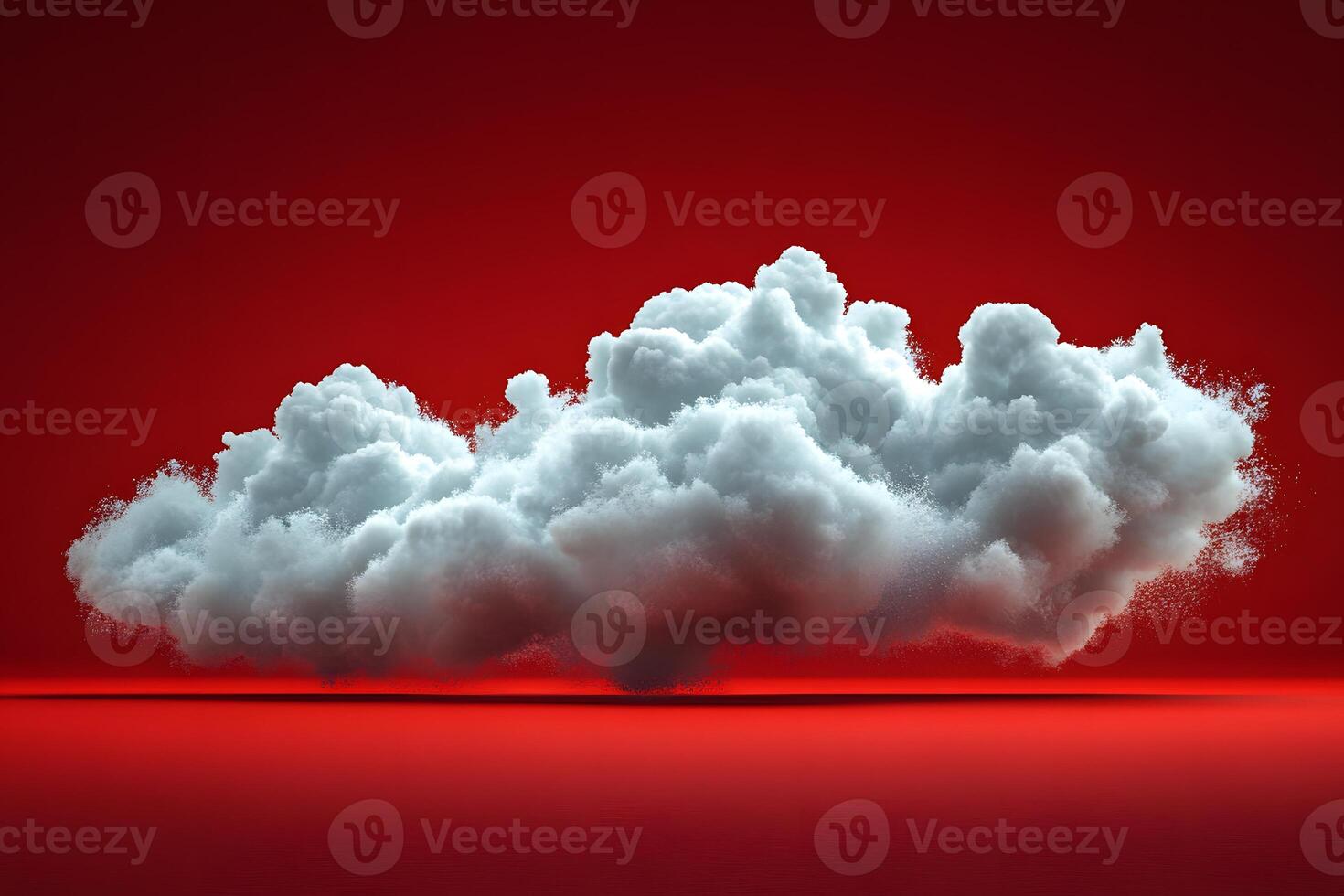 Surreal Floating Cloud on Dynamic Red Background for Conceptual Art and Design photo