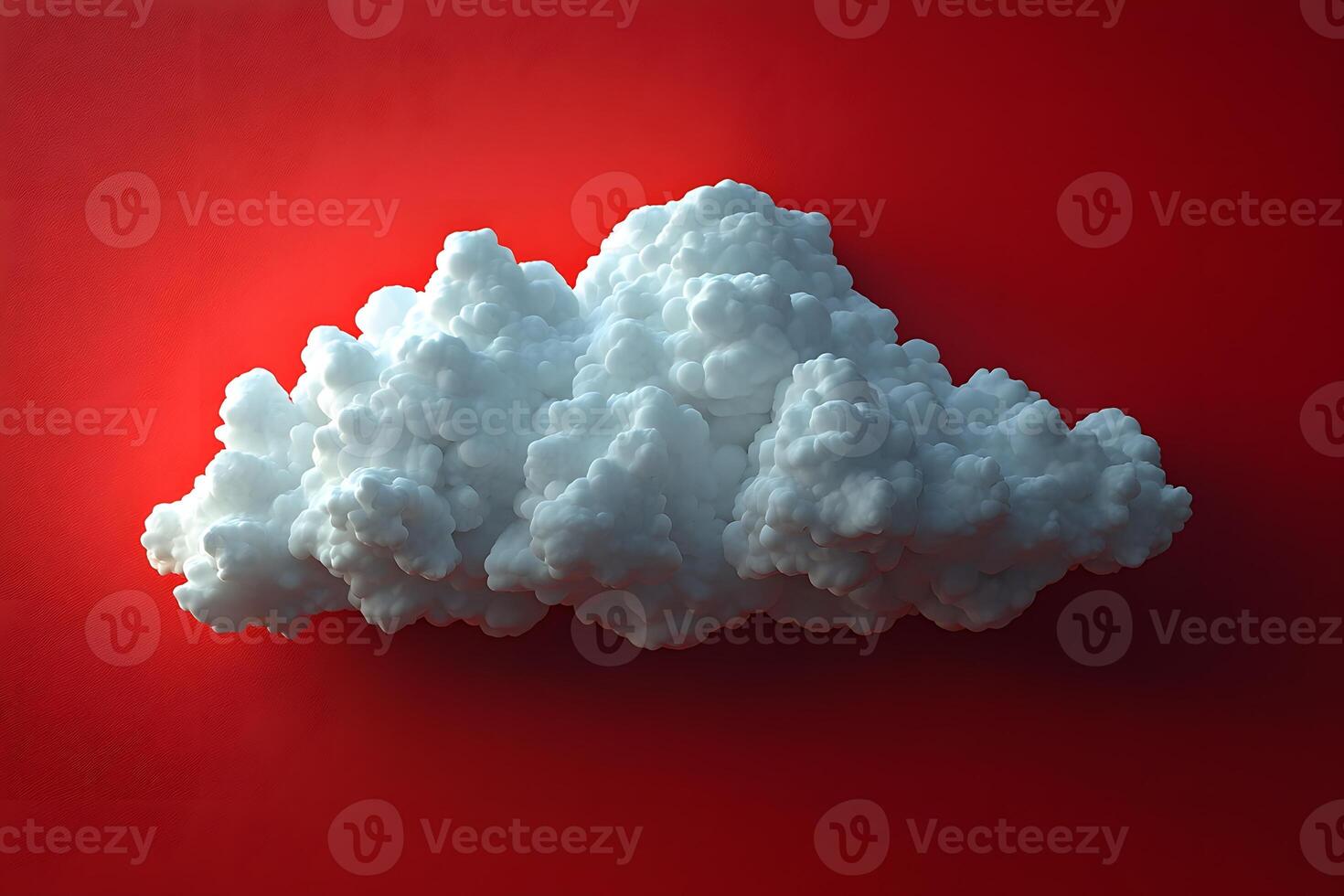 Surreal White Cloud on Bold Red Background for Creative Design photo