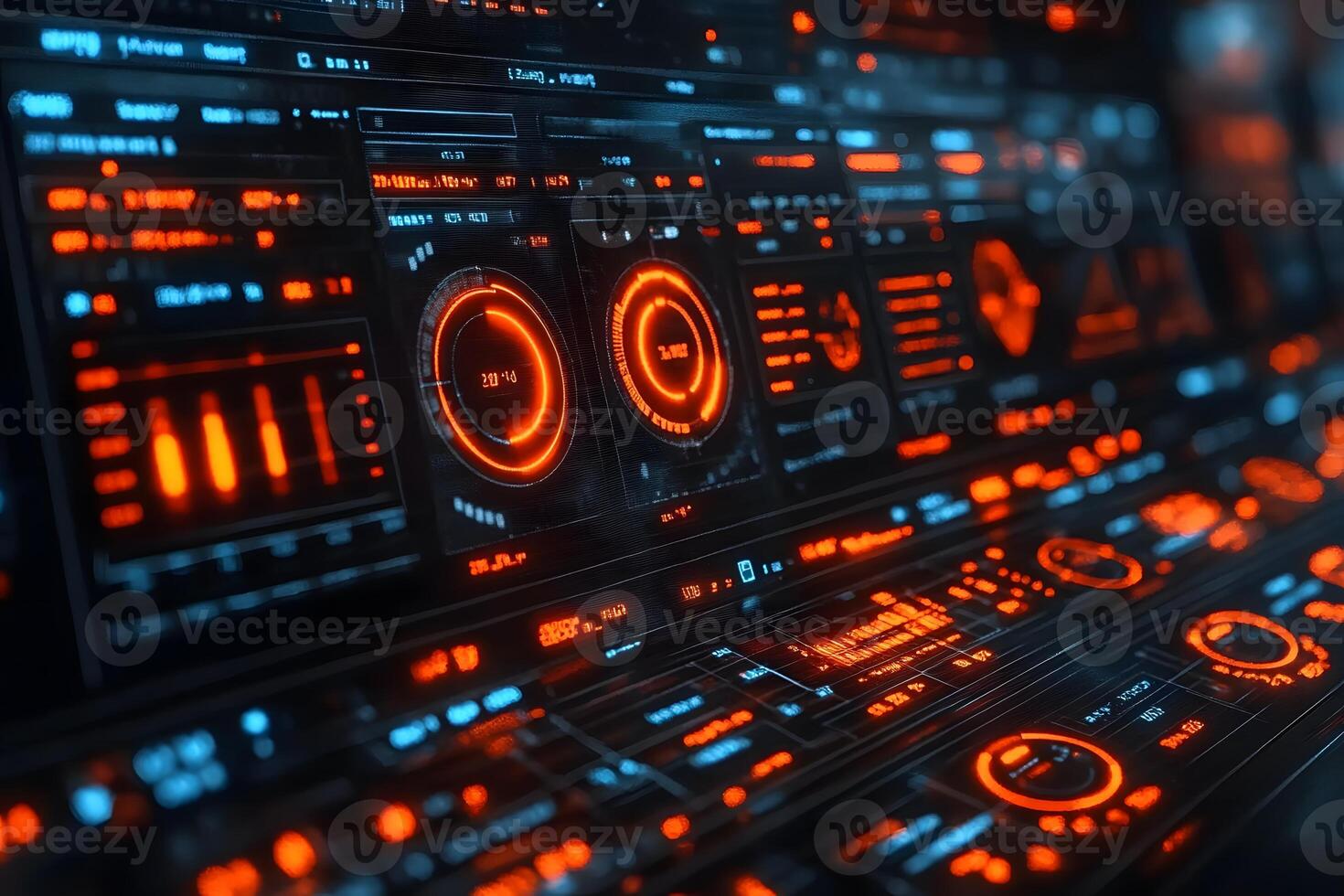 Futuristic Digital Interface with Holographic Data Visualizations for Tech Design photo