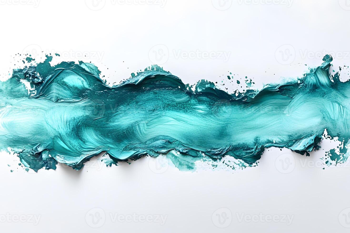Abstract Teal Paint Brushstroke on White Background for Creative Design photo