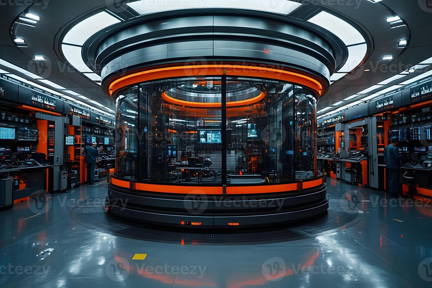 Futuristic Technology Control Center with Advanced Data Systems for Digital Infrastructure photo