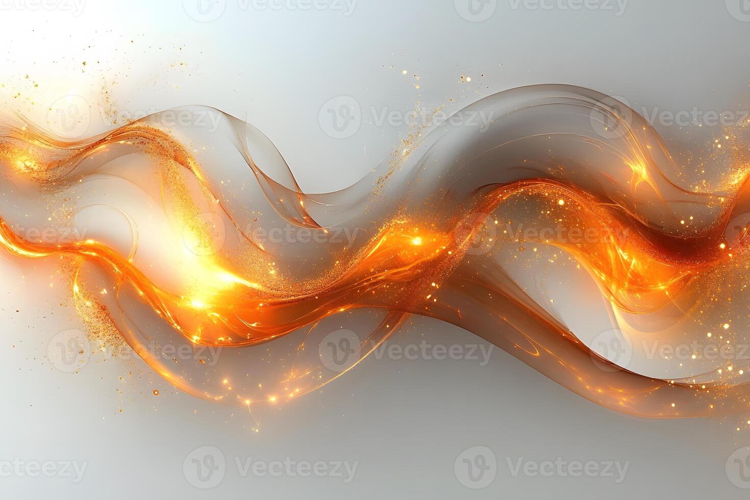 Abstract Flowing Orange Waves with Sparkling Particles - Digital Art for Modern Design photo