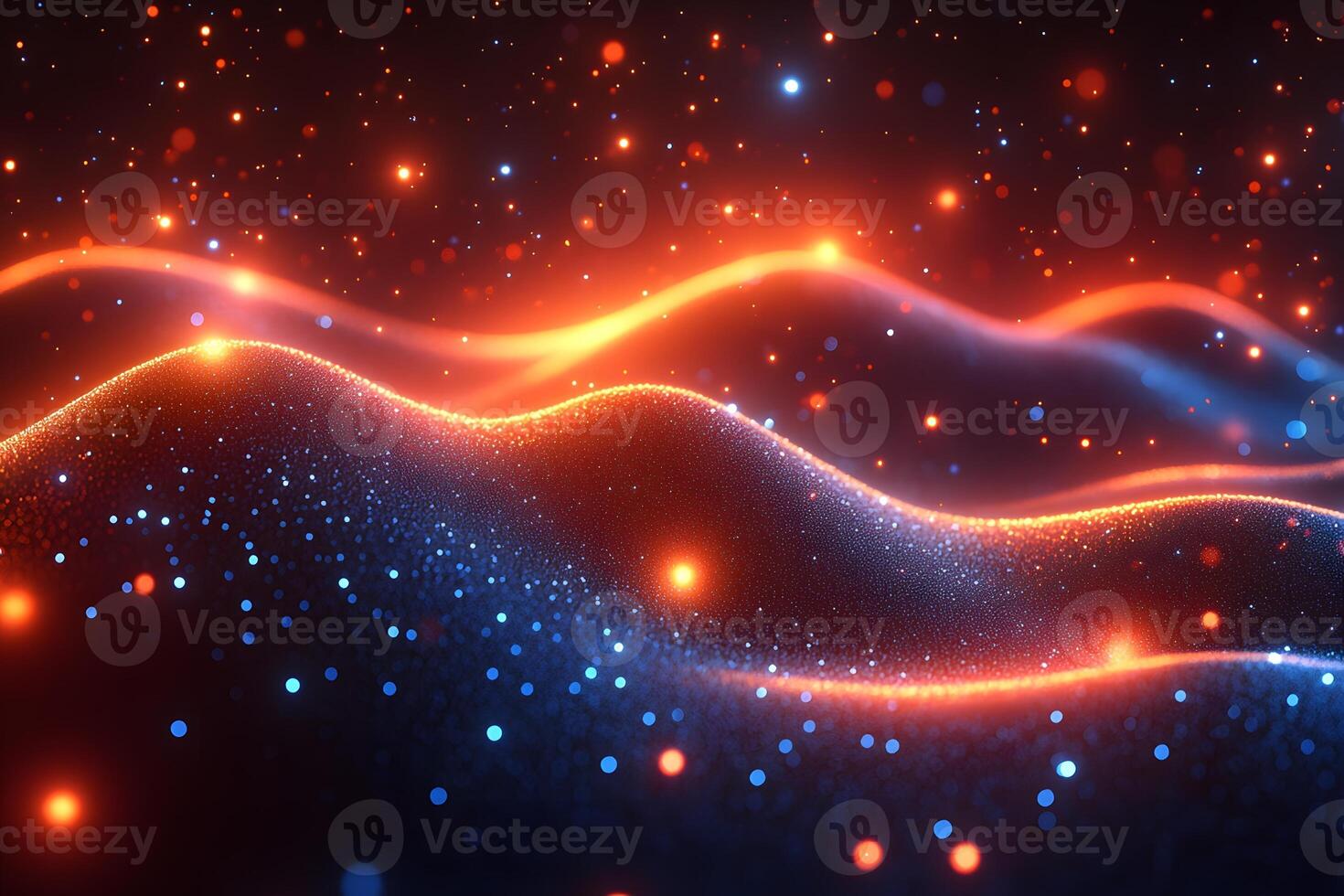 Glowing Abstract Waveforms in a Dynamic Digital Landscape for Creative Design photo