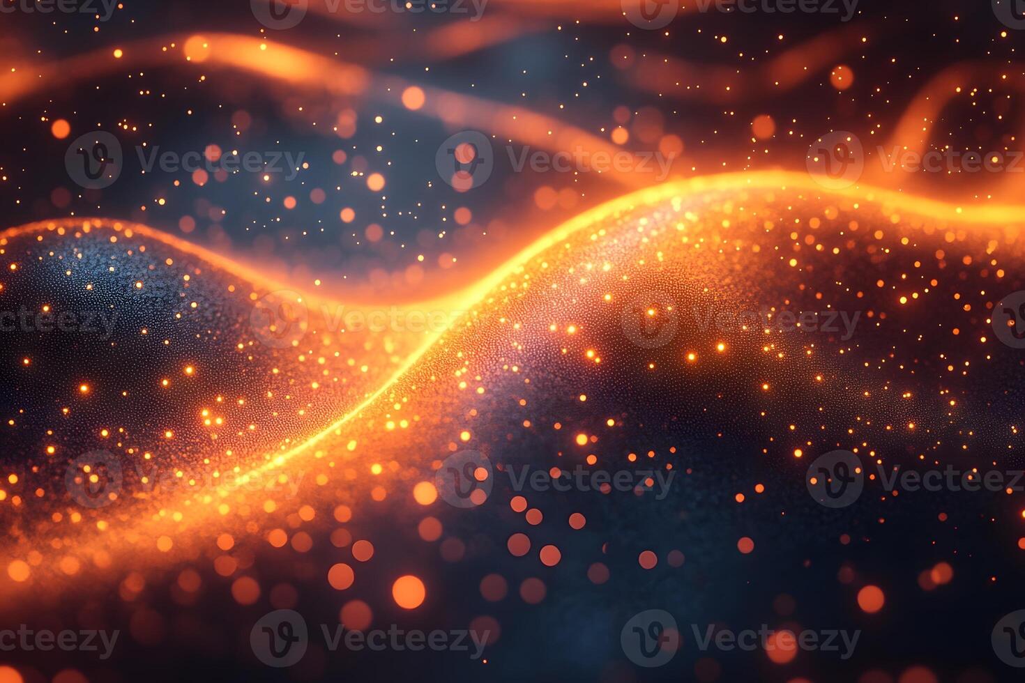 Glowing Abstract Wave of Dynamic Orange Light Particles for Digital Design photo