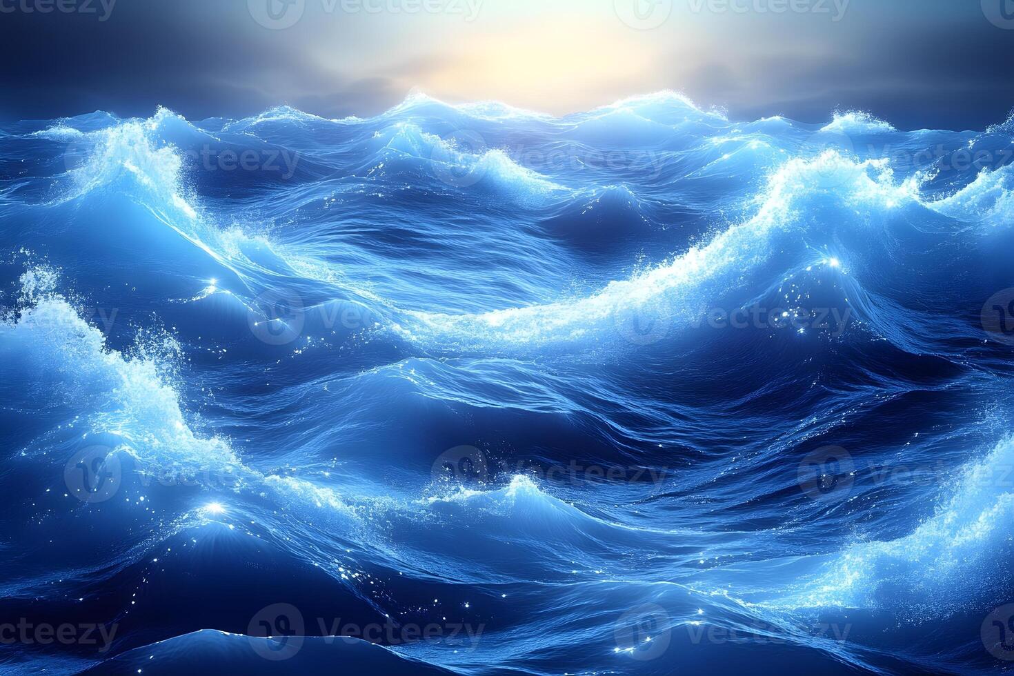 Dynamic Ocean Waves at Sunset - Nature's Majesty in Motion photo