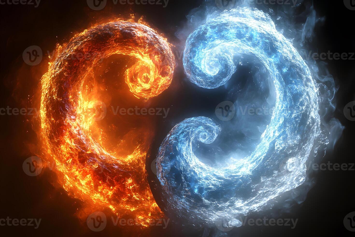 Fiery Inferno and Icy Waters Elemental Contrast for Energy and Harmony Themes photo