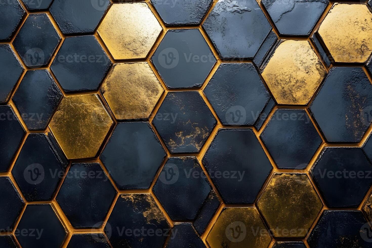 Luxurious Gold and Black Hexagonal Pattern for Modern Interior Design and Decor photo