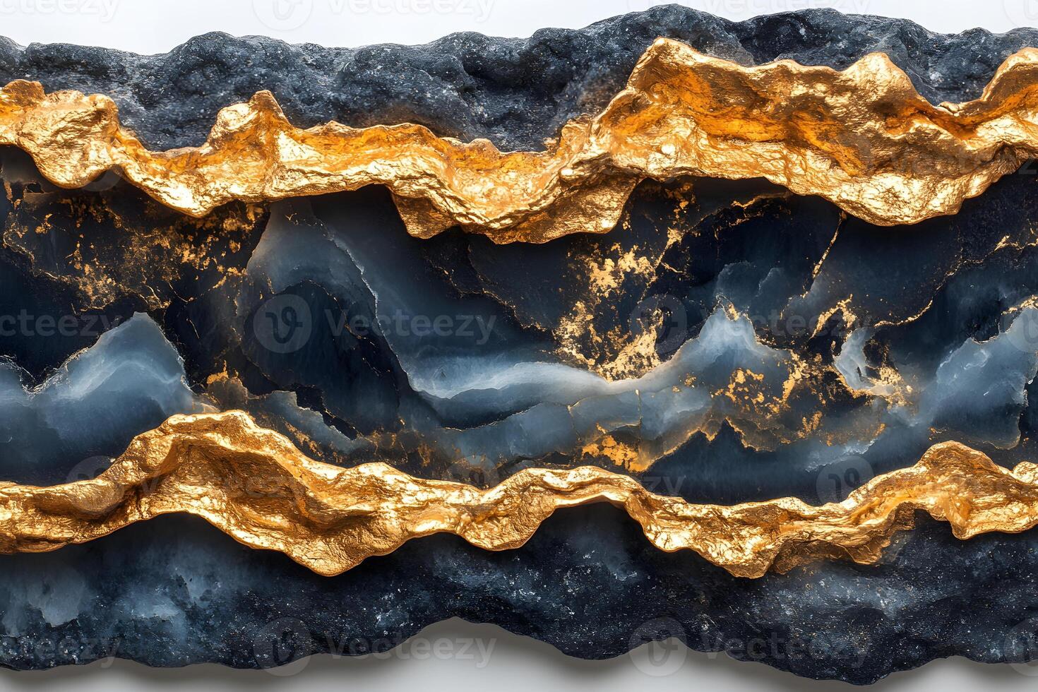 Abstract Geode Art with Gold and Dark Blue Layers for Modern Interior Design photo