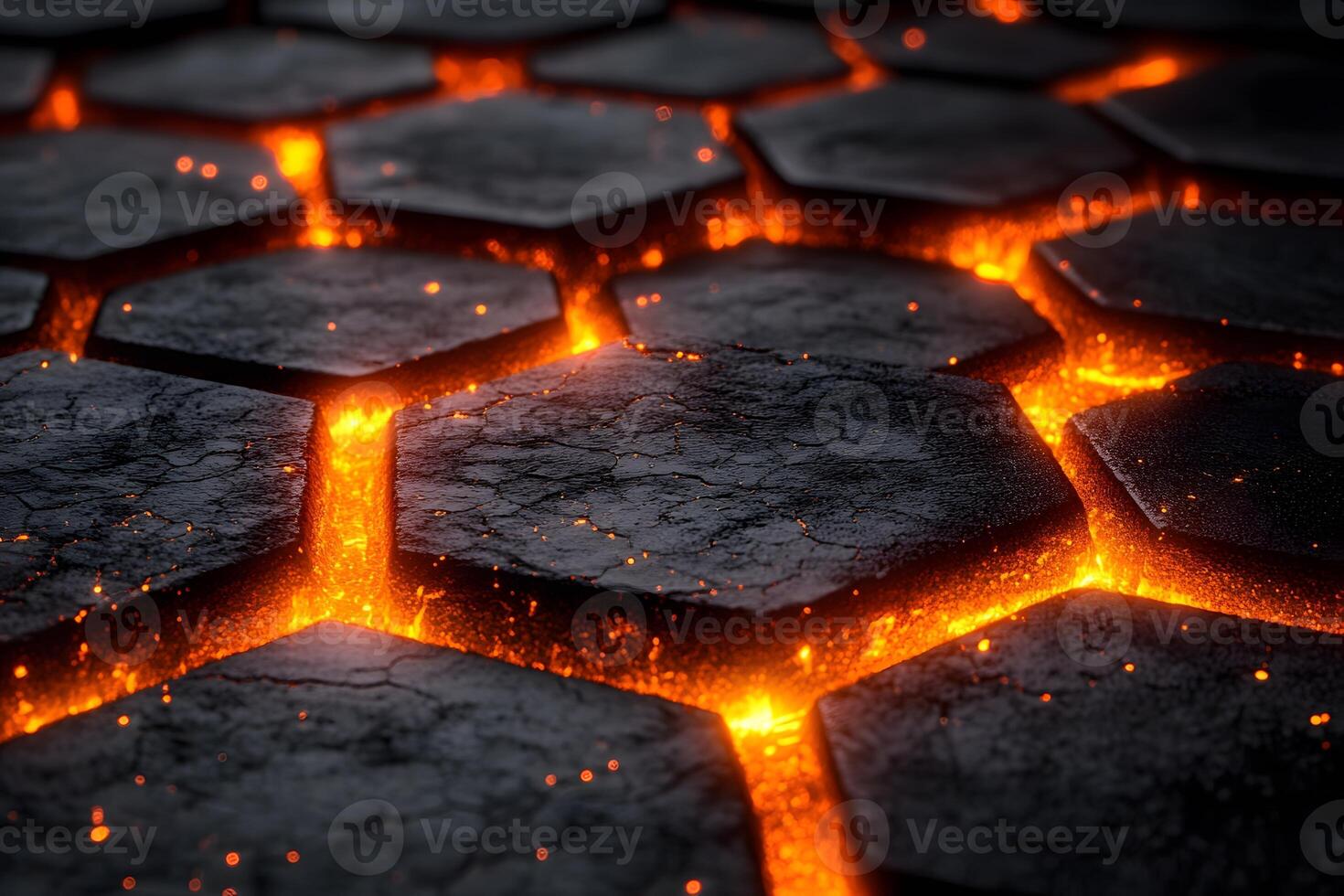 Futuristic Glowing Lava Hexagons - Abstract Design for Backgrounds and Digital Art photo