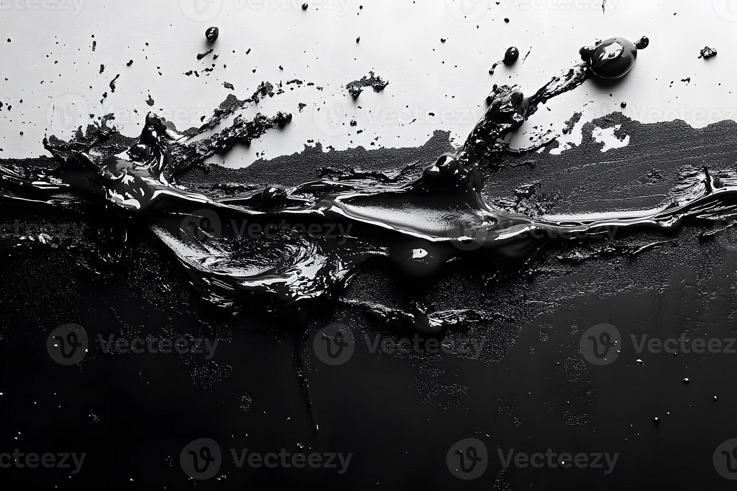 Abstract Black Liquid Splash on Textured Surface for Modern Art and Design photo