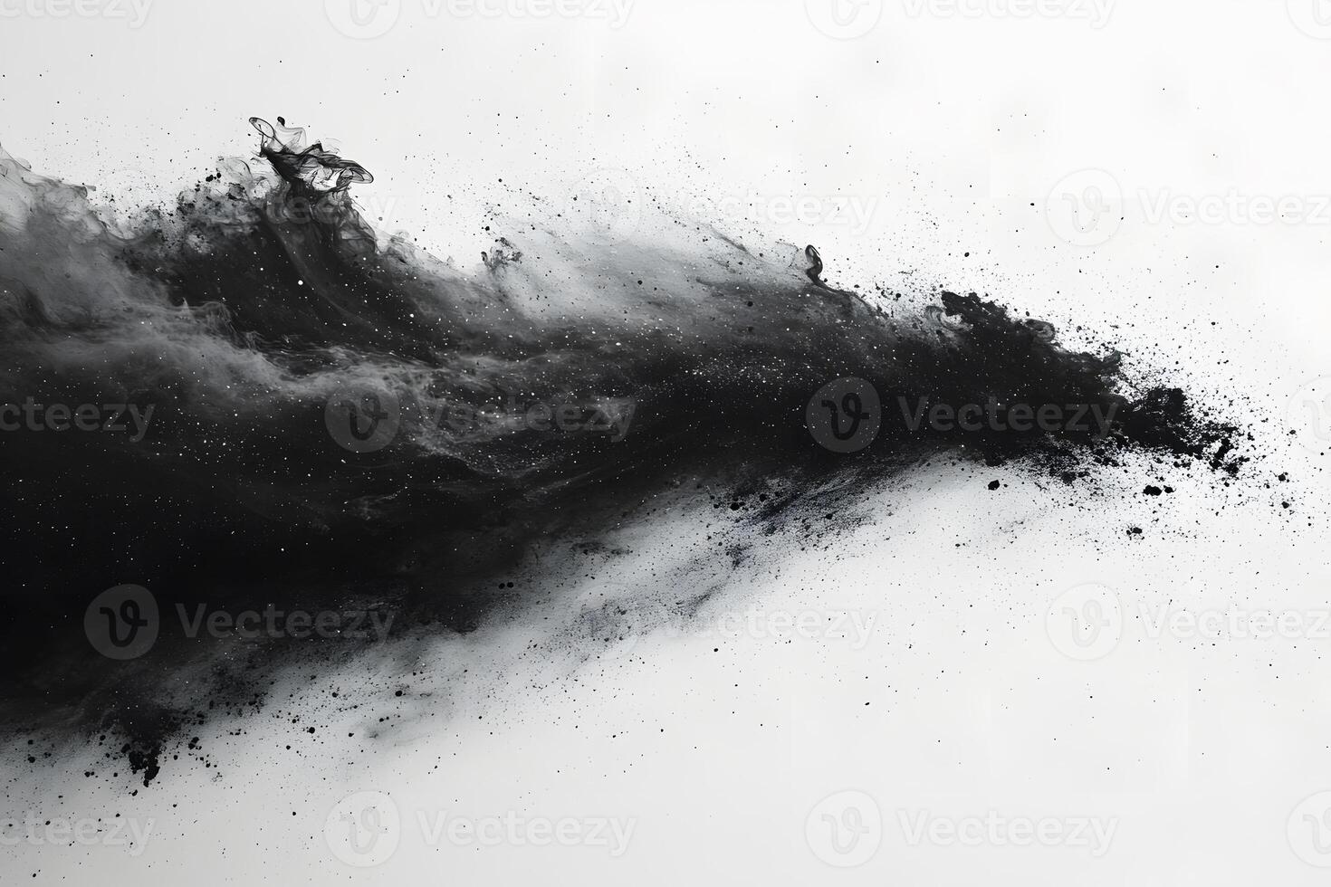 Abstract Black Ink Splash on White Background - Creative Design for Art and Media Projects photo