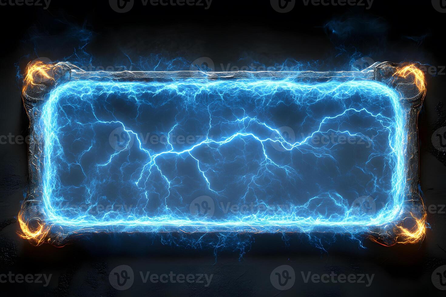Futuristic Electric Frame with Blue Lightning Pulses for Digital Art Design photo