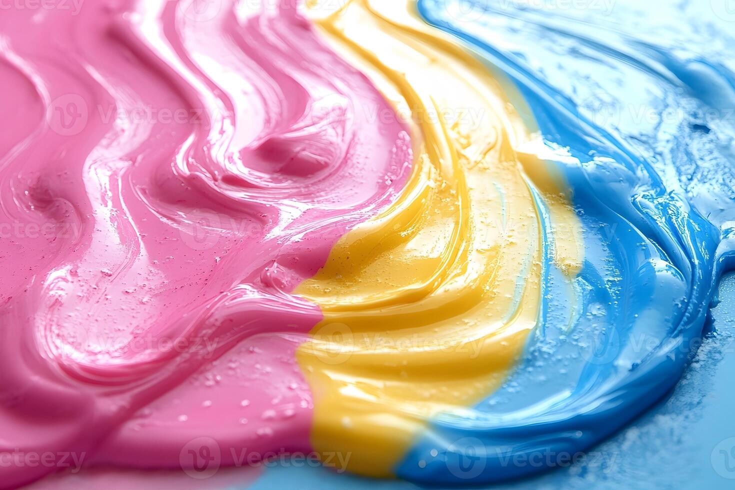 Vibrant Abstract Art with Swirls of Pink, Yellow, and Blue for Design Inspiration photo
