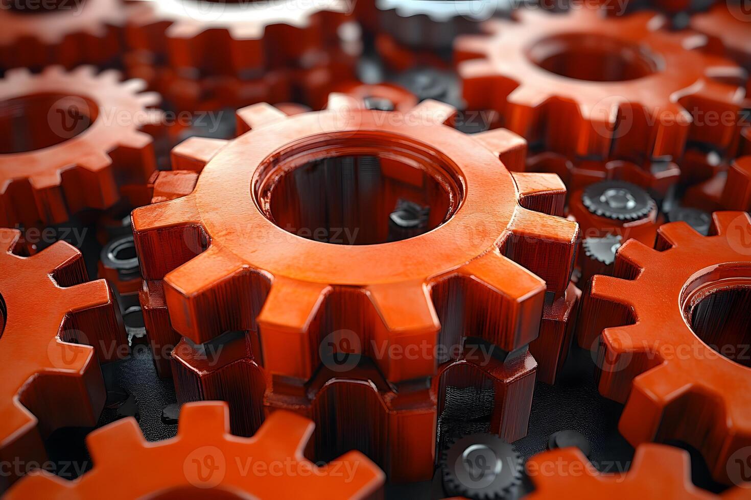 Abstract Industrial Concept with Interlocking Gears in a Mechanical Setup for Engineering and Design Projects photo