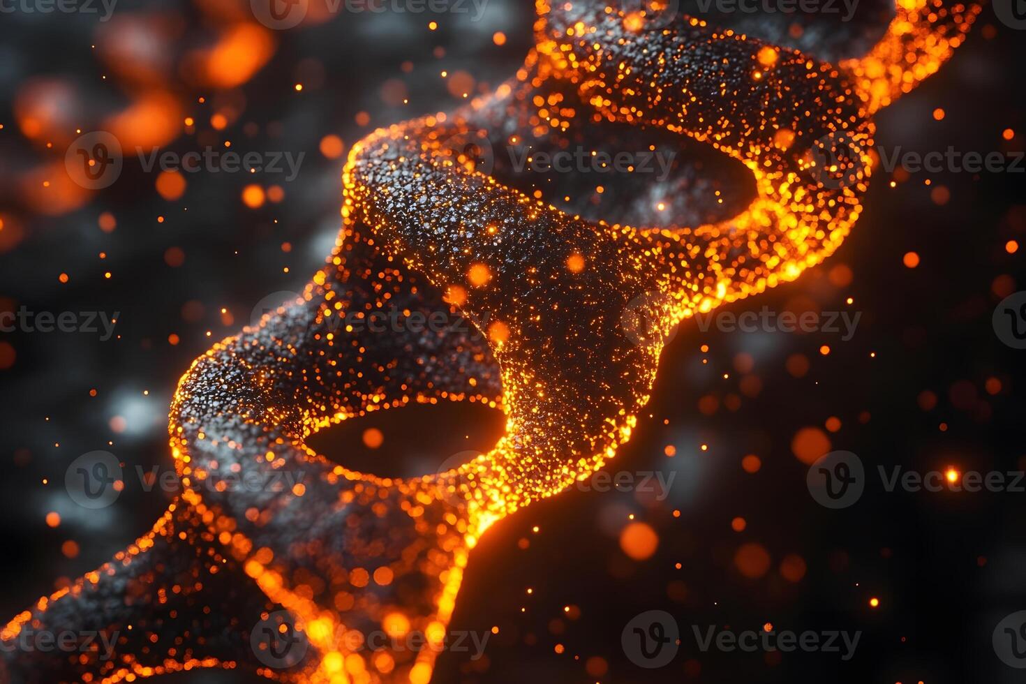 Glowing Abstract DNA Helix with Sparkling Particles in a Futuristic Scientific Design photo