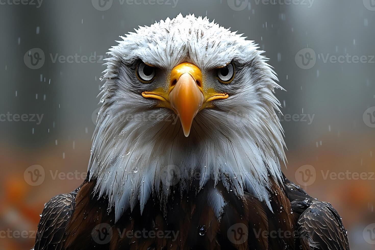 Majestic Bald Eagle Portrait in Rain - Wildlife Photography for Nature Prints and Posters photo