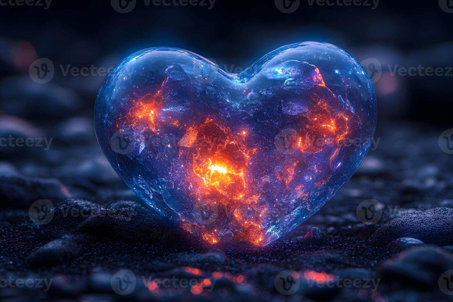 Glowing Fiery Heart Symbol of Passion and Energy for Creative Design photo