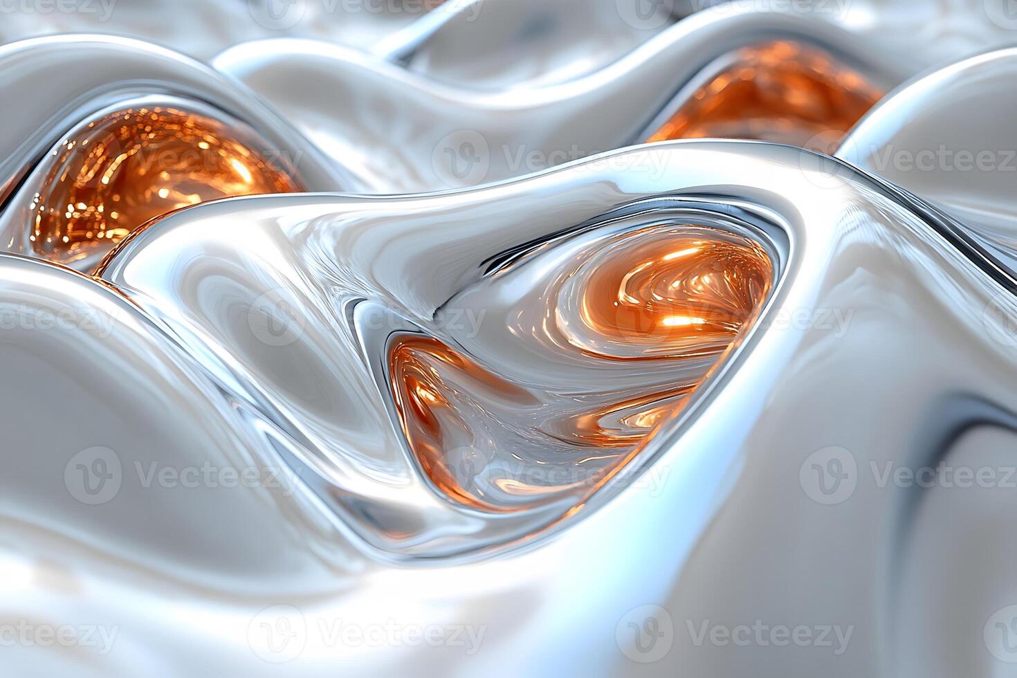Abstract Metallic Waves with Copper Highlights - Futuristic Design for Art and Decor photo