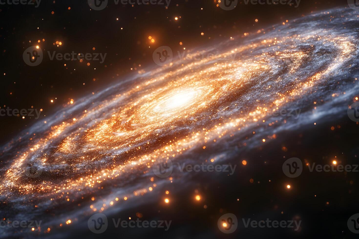 Spiral Galaxy Filled with Glowing Stars and Cosmic Dust for Space Exploration Design photo