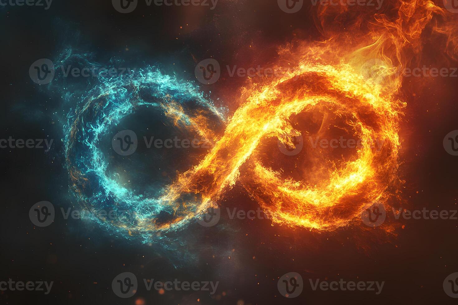 Fiery and Icy Infinity Symbol Representing Duality and Balance for Inspirational Concepts photo