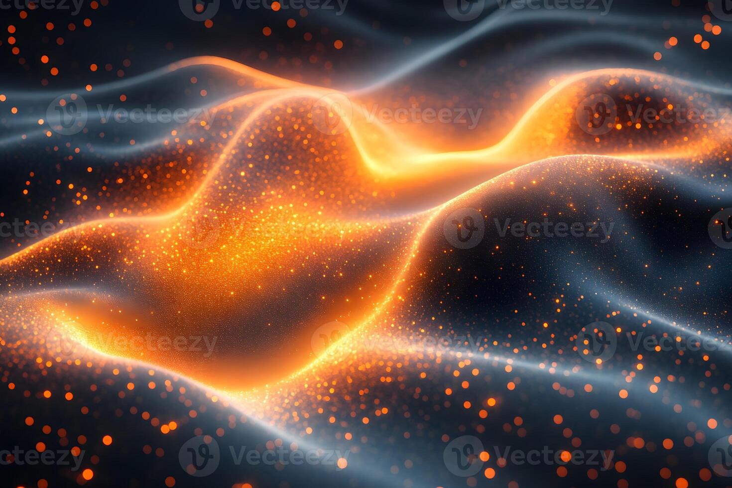 Abstract Glowing Waves and Dots - Futuristic Digital Landscape for Modern Design photo