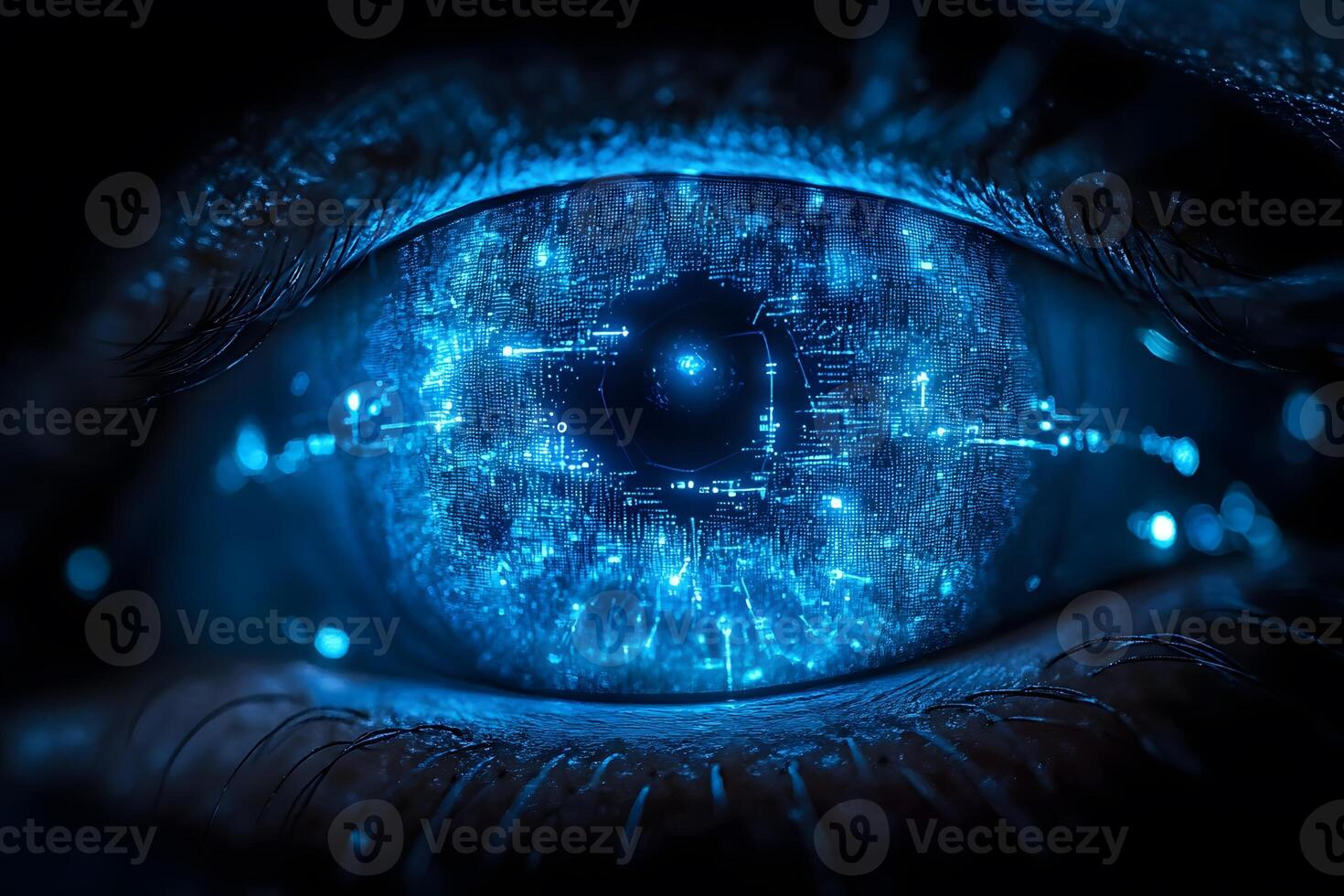 Futuristic Cybernetic Eye with Digital Interface for Technology Concepts photo