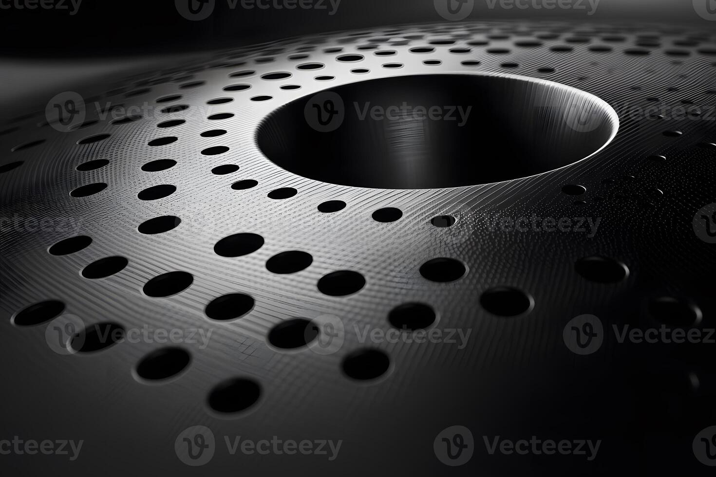 Futuristic Abstract Design with Metallic Surface and Circular Patterns - Ideal for Technology Posters photo