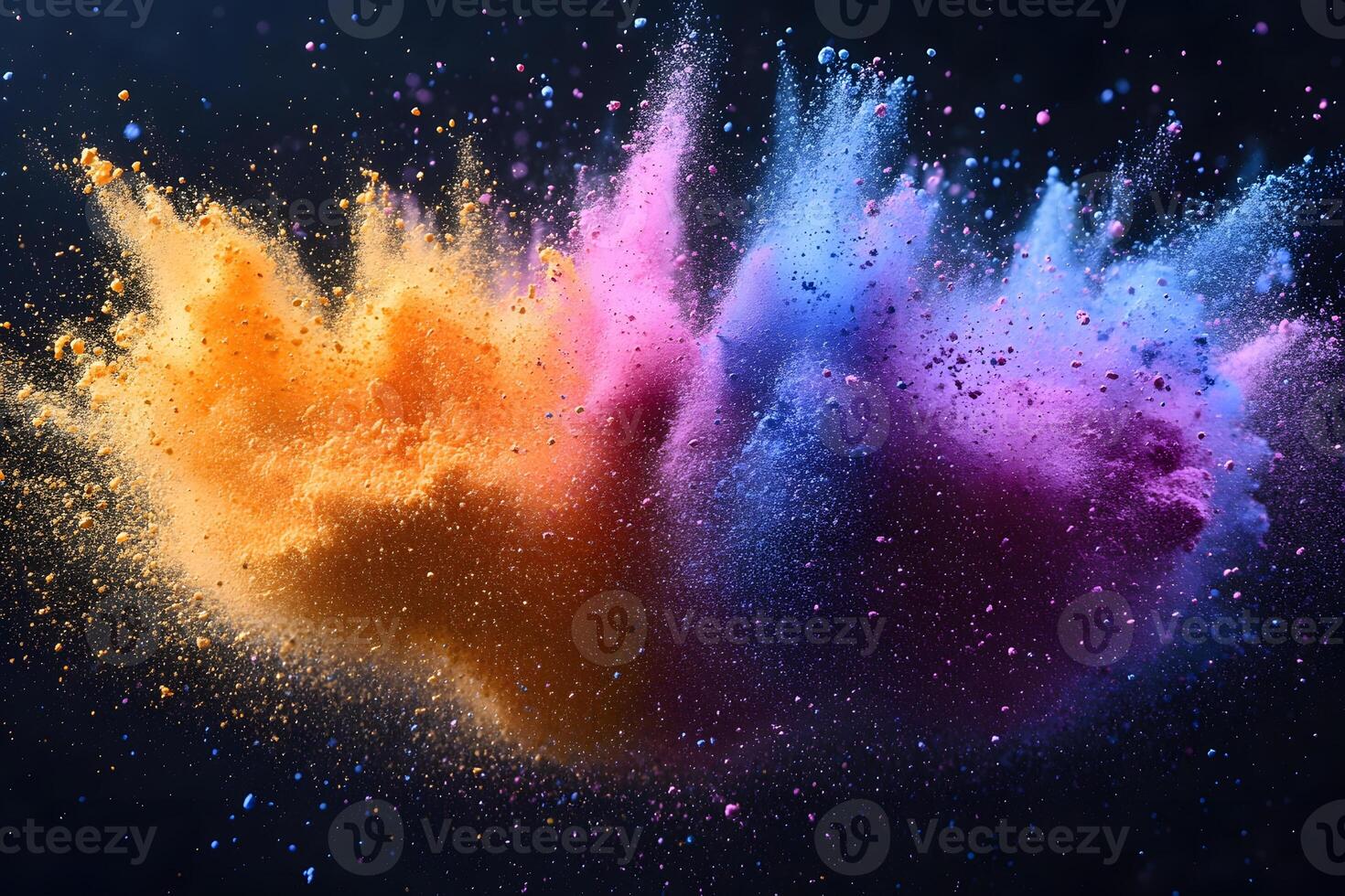 Vibrant Explosion of Colorful Powder in Motion for Creative Design Concepts photo