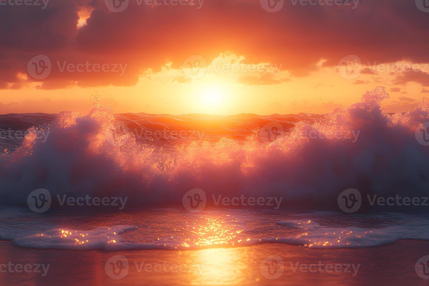 Vibrant Ocean Sunset for Serenity and Relaxation Themes in Design photo