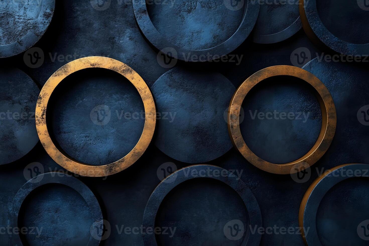 Abstract Art Metallic Rings on Textured Dark Background for Modern Design photo